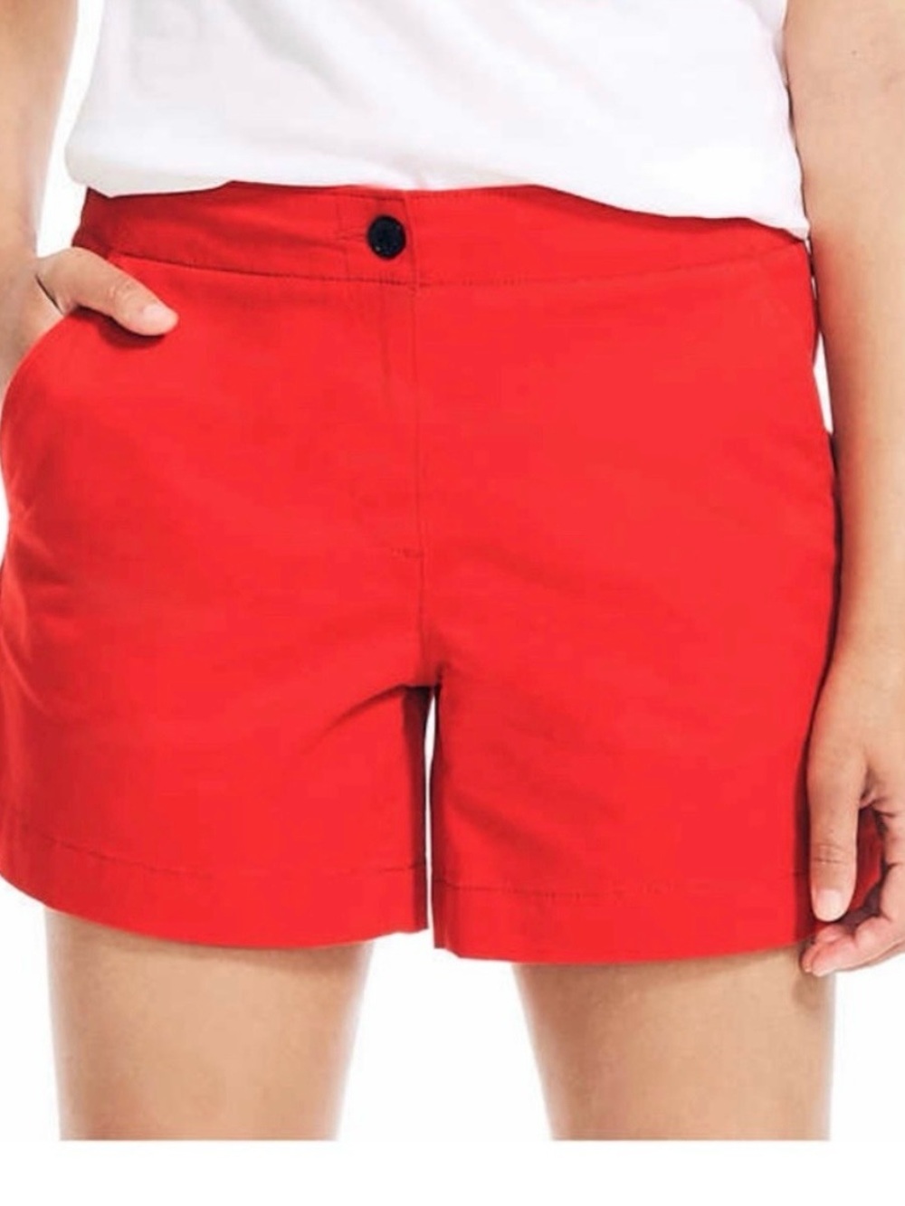 Nautica Women's Bright Red Chino Bermuda Shorts
